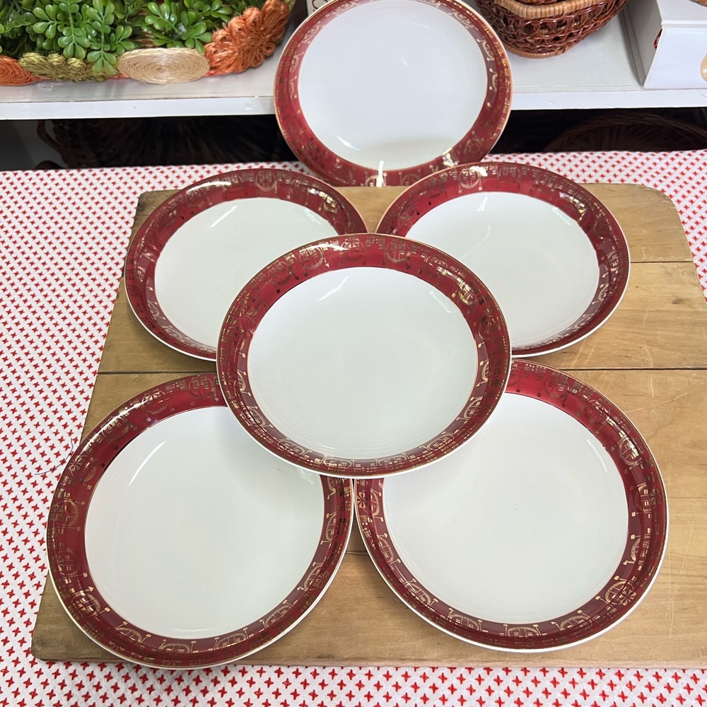 Vintage bowls southern potteries gold burgundy